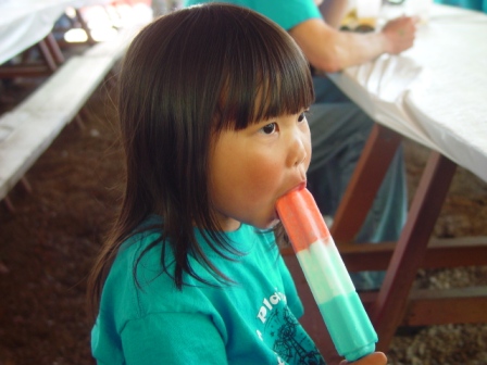 Kasen enjoying a popsicle